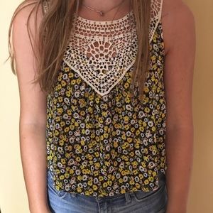 Chloe K floral and lacey crop top